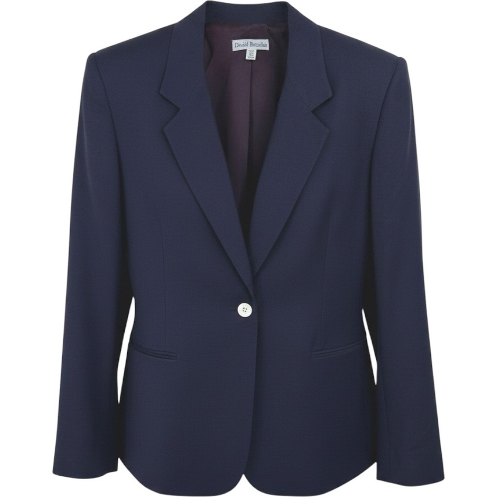 David Brooks Womens Navy Blue Single Button Blazer Jacket Size 12 USA Corpcore